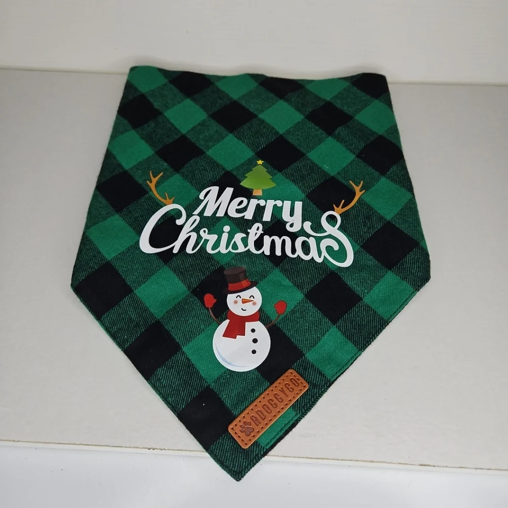 ADOGGYGO 2 Pack Red & Green Plaid Holiday Christmas Dog Bandanas Size 24×16 Cute